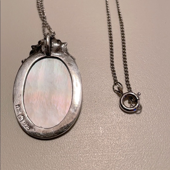 Turquoise and Mother of Pearl Necklace - Picture 2 of 3